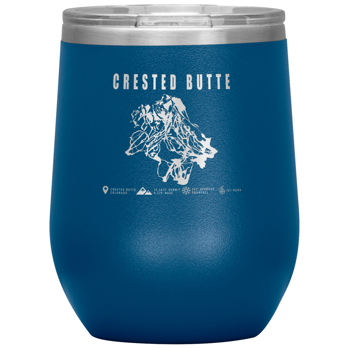 Crested Butte Colorado Ski Trail Map Wine 12oz Tumbler - Powderaddicts