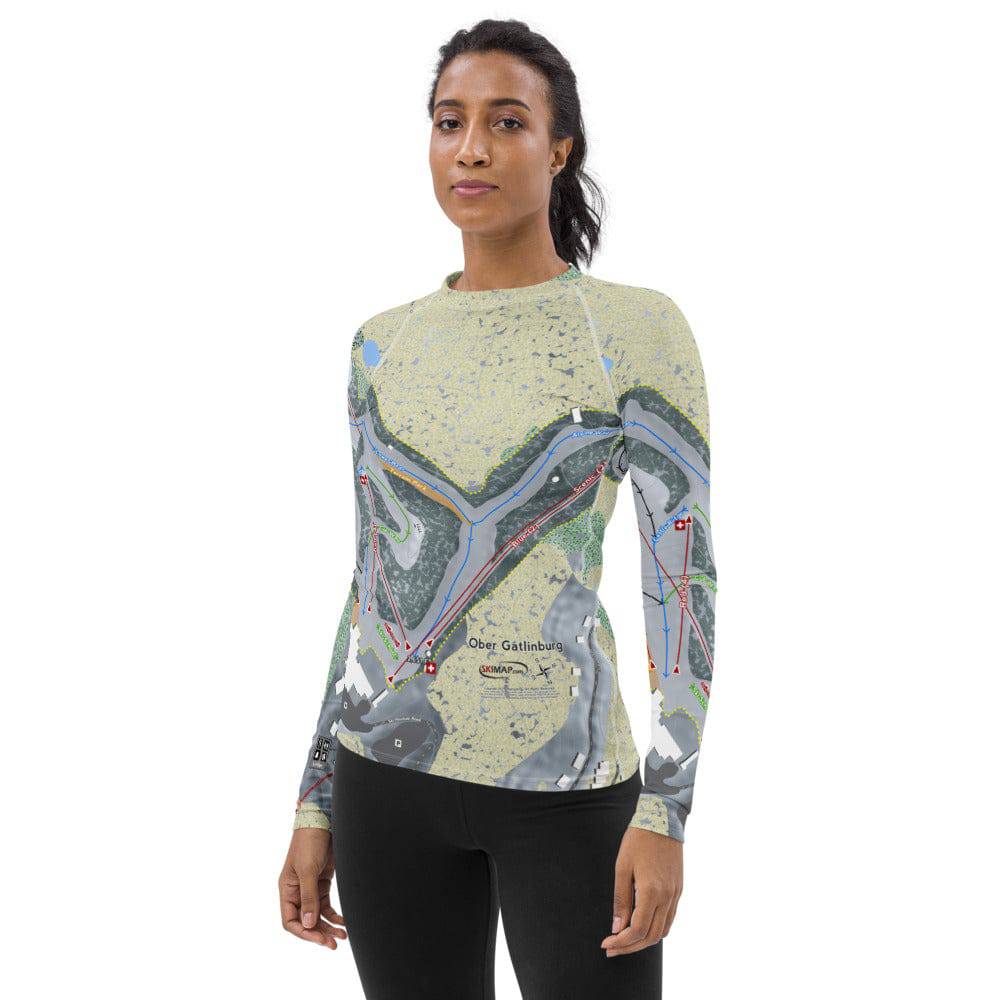 Ober Gatlinburg, Tennessee Ski Trail Map  Women's Base Layer Top - Powderaddicts