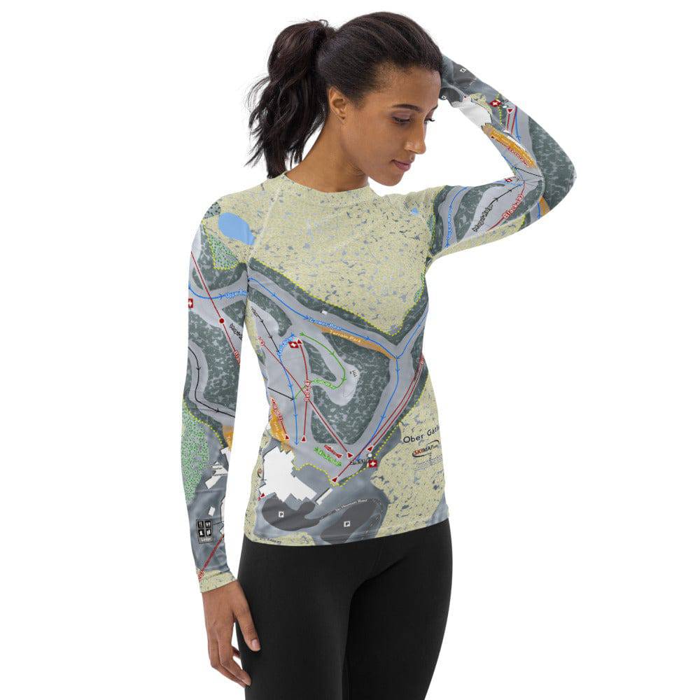Ober Gatlinburg, Tennessee Ski Trail Map  Women's Base Layer Top - Powderaddicts