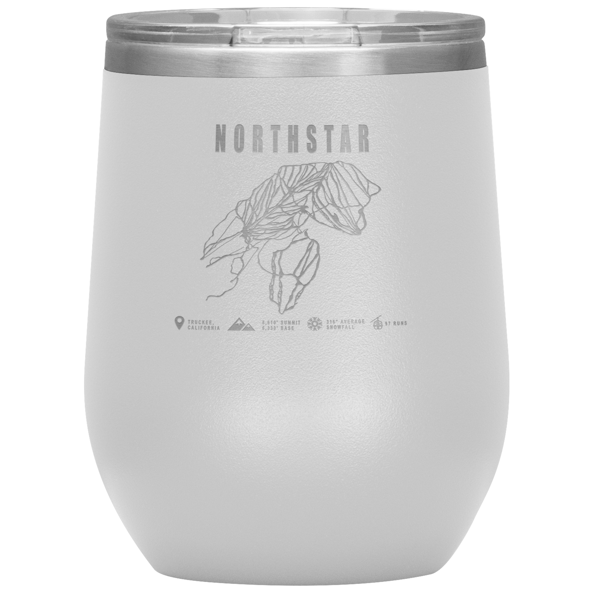 Northstar, California Ski Trail Map Wine 12oz Tumbler - Powderaddicts