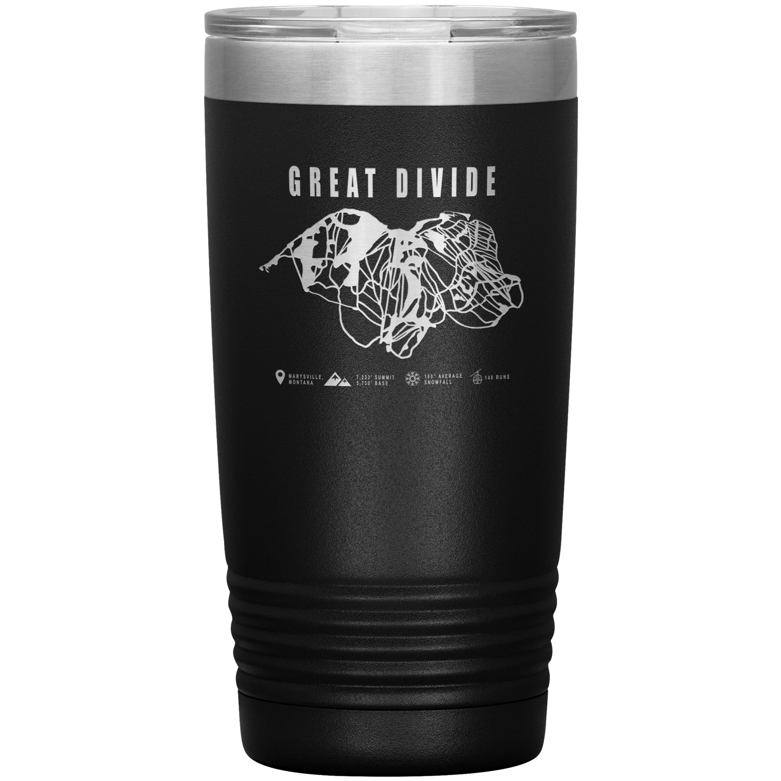 Great Divide Montana Ski Trail Map 20oz Tumbler - Powderaddicts