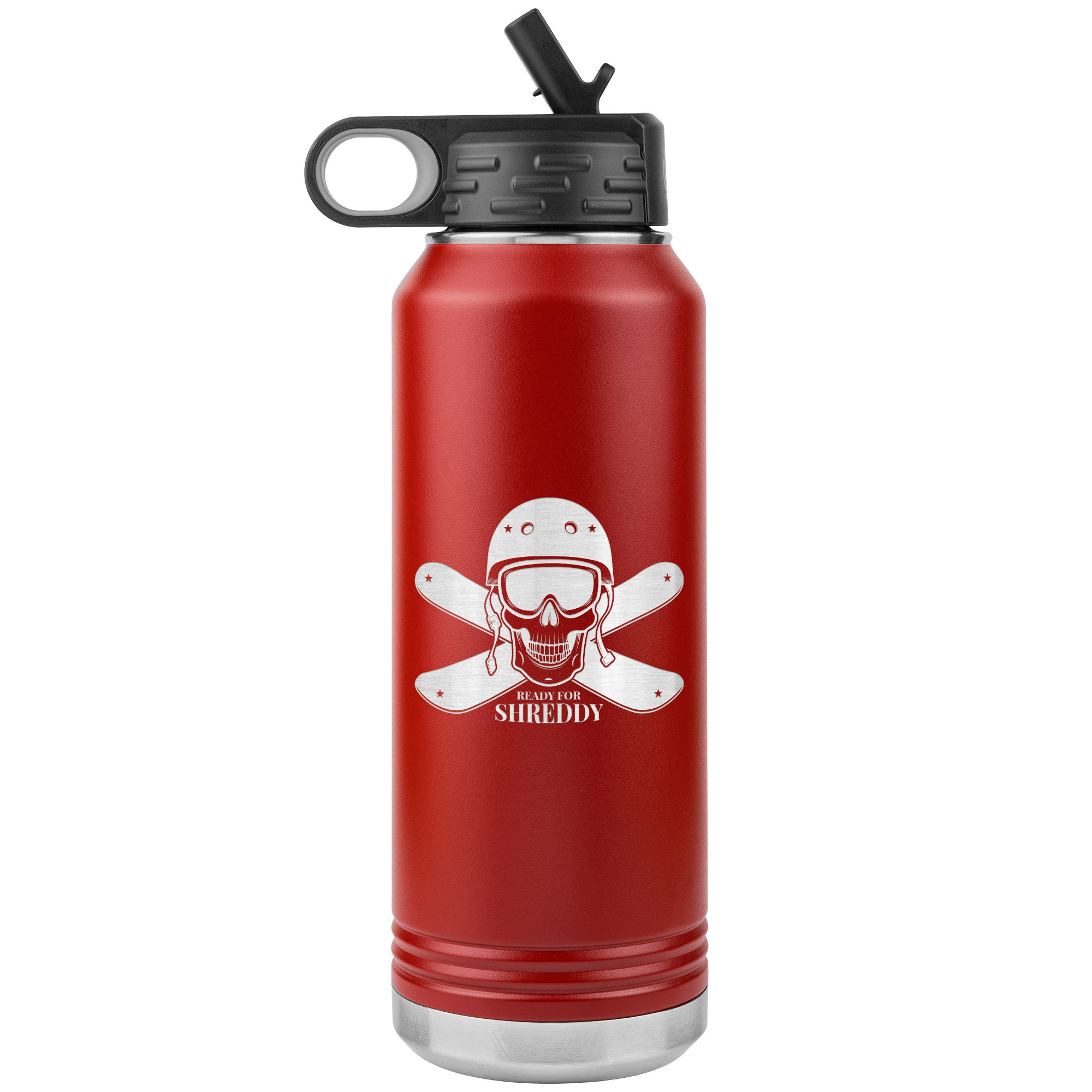 Ready For Shreddy Skeleton Skis 32oz Water Bottle Tumbler - Powderaddicts