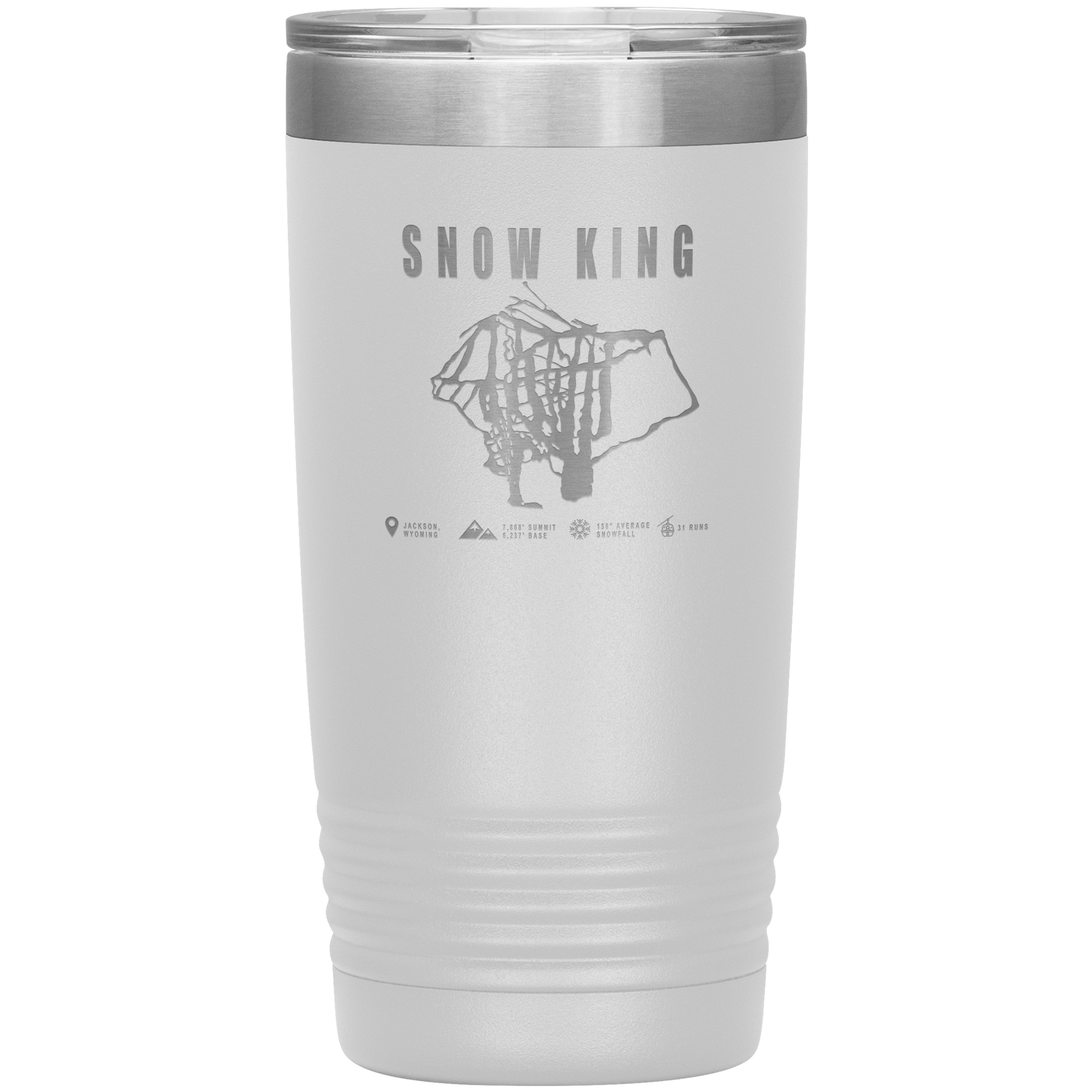 Snow King Wyoming Ski Trail Map 20oz Tumbler - Powderaddicts