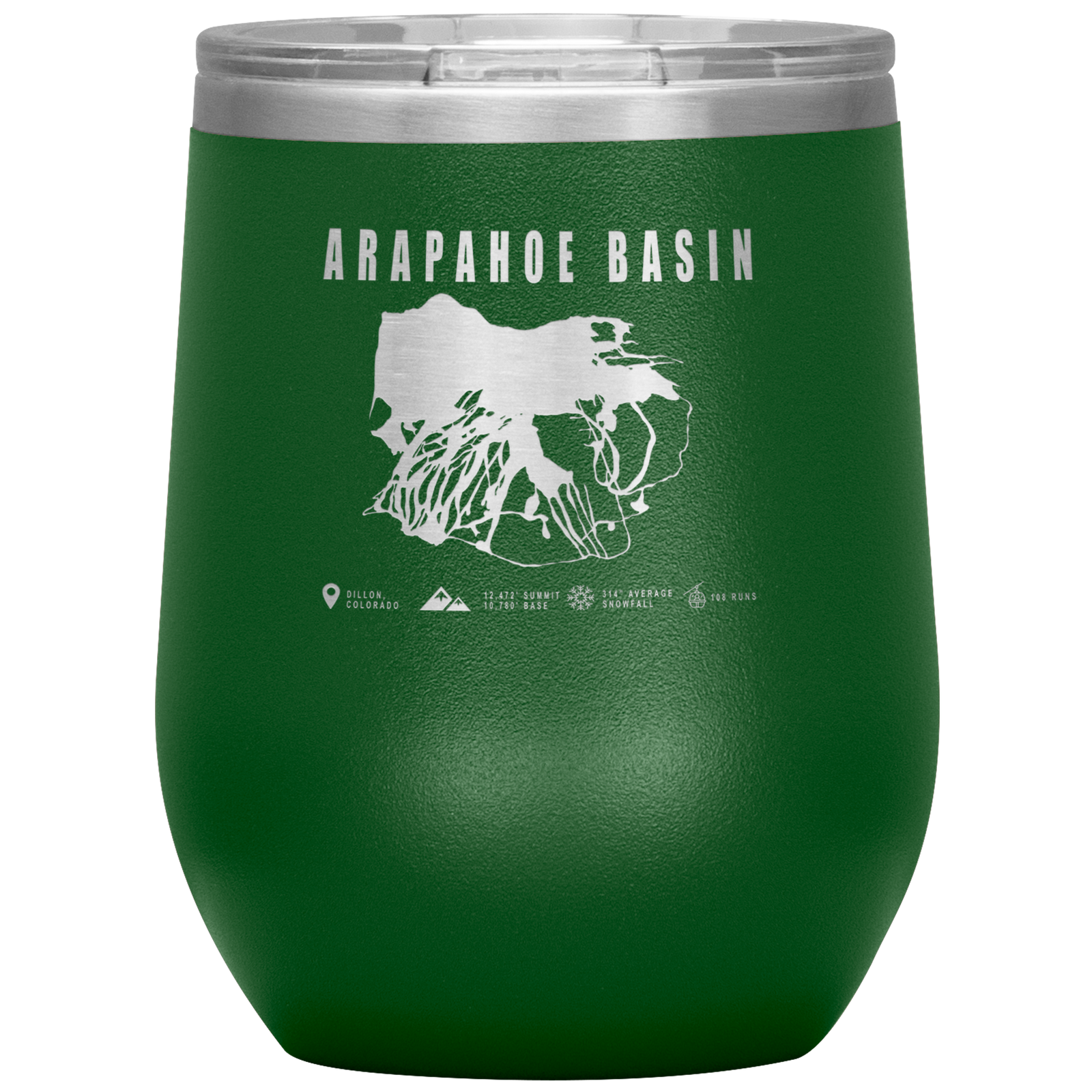 Arapahoe Basin,Colorado Ski Resort Wine 12oz Tumbler - Powderaddicts