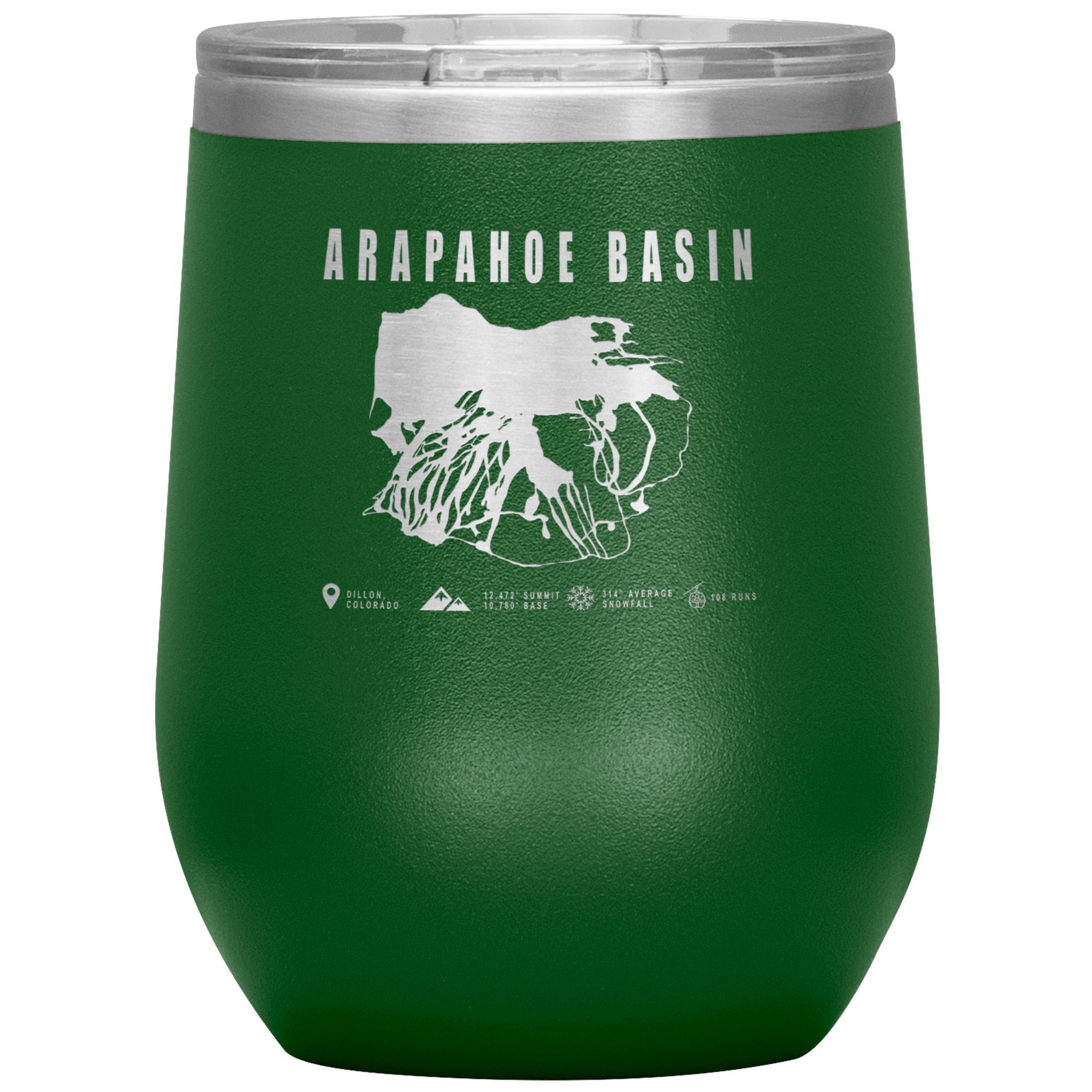 Arapahoe Basin,Colorado Ski Resort Wine 12oz Tumbler - Powderaddicts