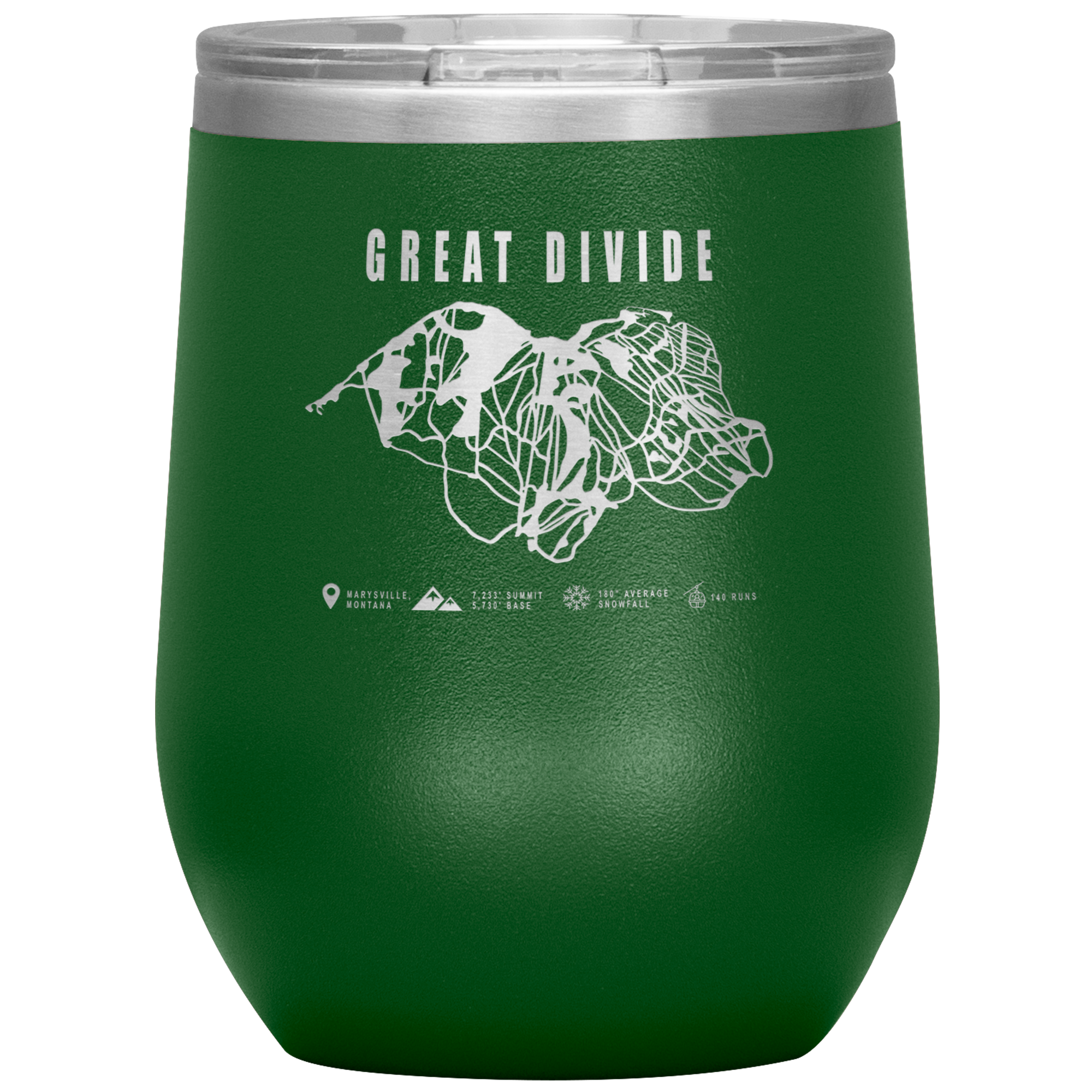 Great Divide Montana Ski Trail Map Wine 12oz Tumbler - Powderaddicts