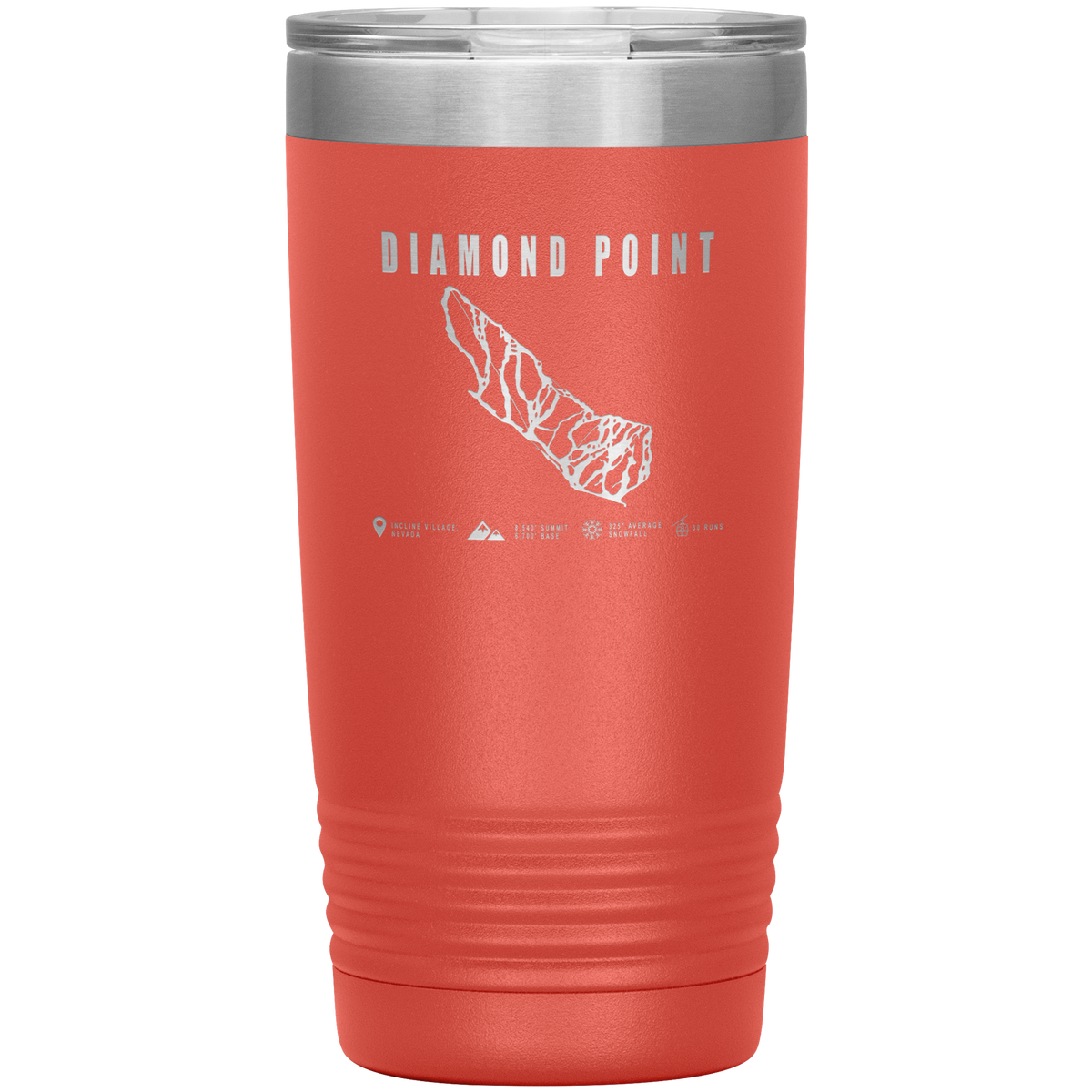 Diamond Point, Nevada Ski Trail Map 20oz Tumbler - Powderaddicts