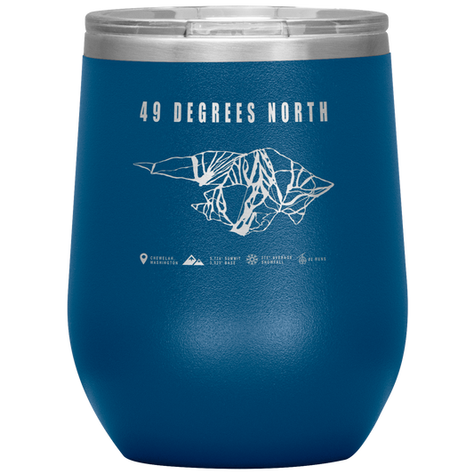 49 Degrees North, Washington Ski Trail Map Wine 12oz Tumbler - Powderaddicts