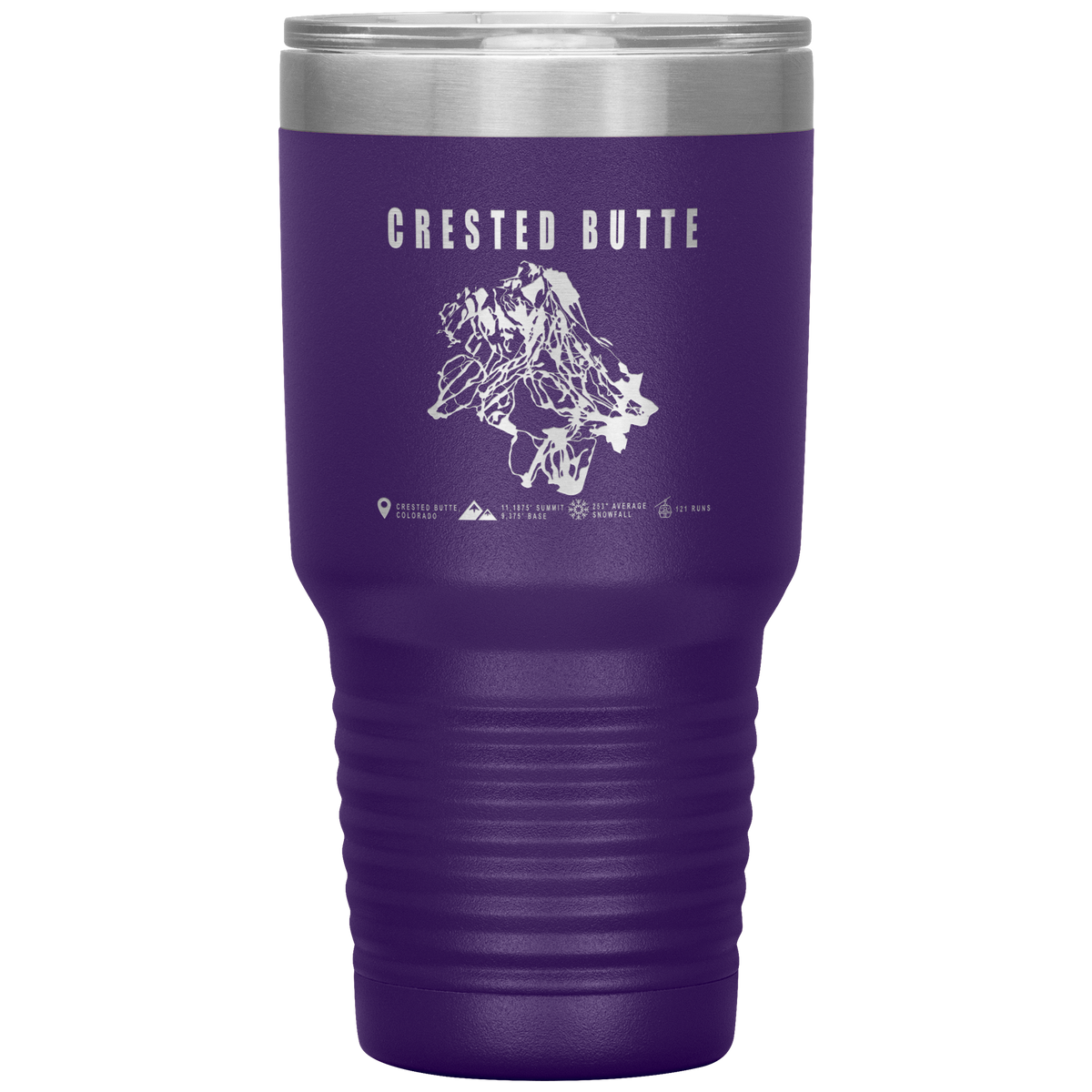 Crested Butte Colorado Ski Trail Map 30oz Tumbler - Powderaddicts
