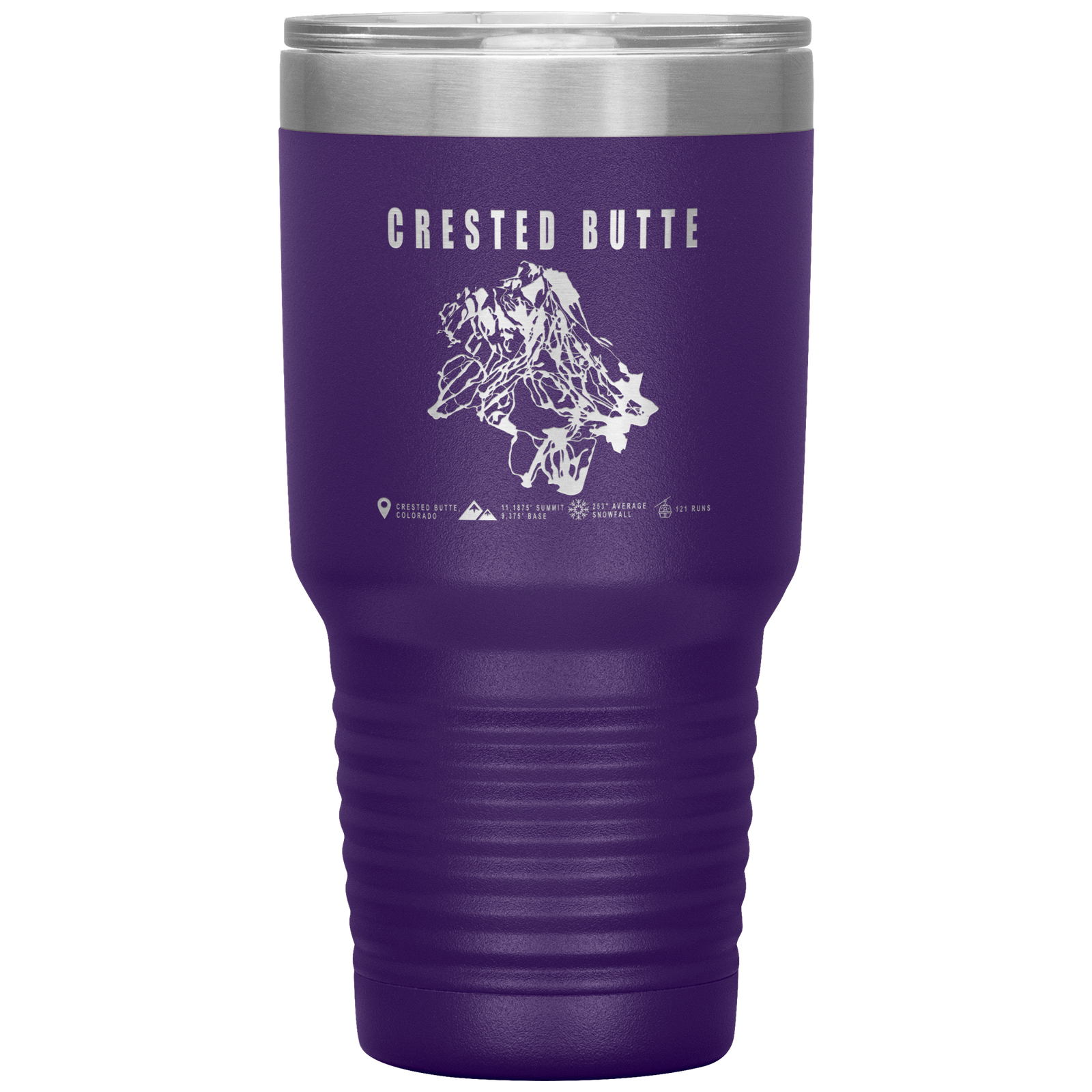 Crested Butte Colorado Ski Trail Map 30oz Tumbler - Powderaddicts