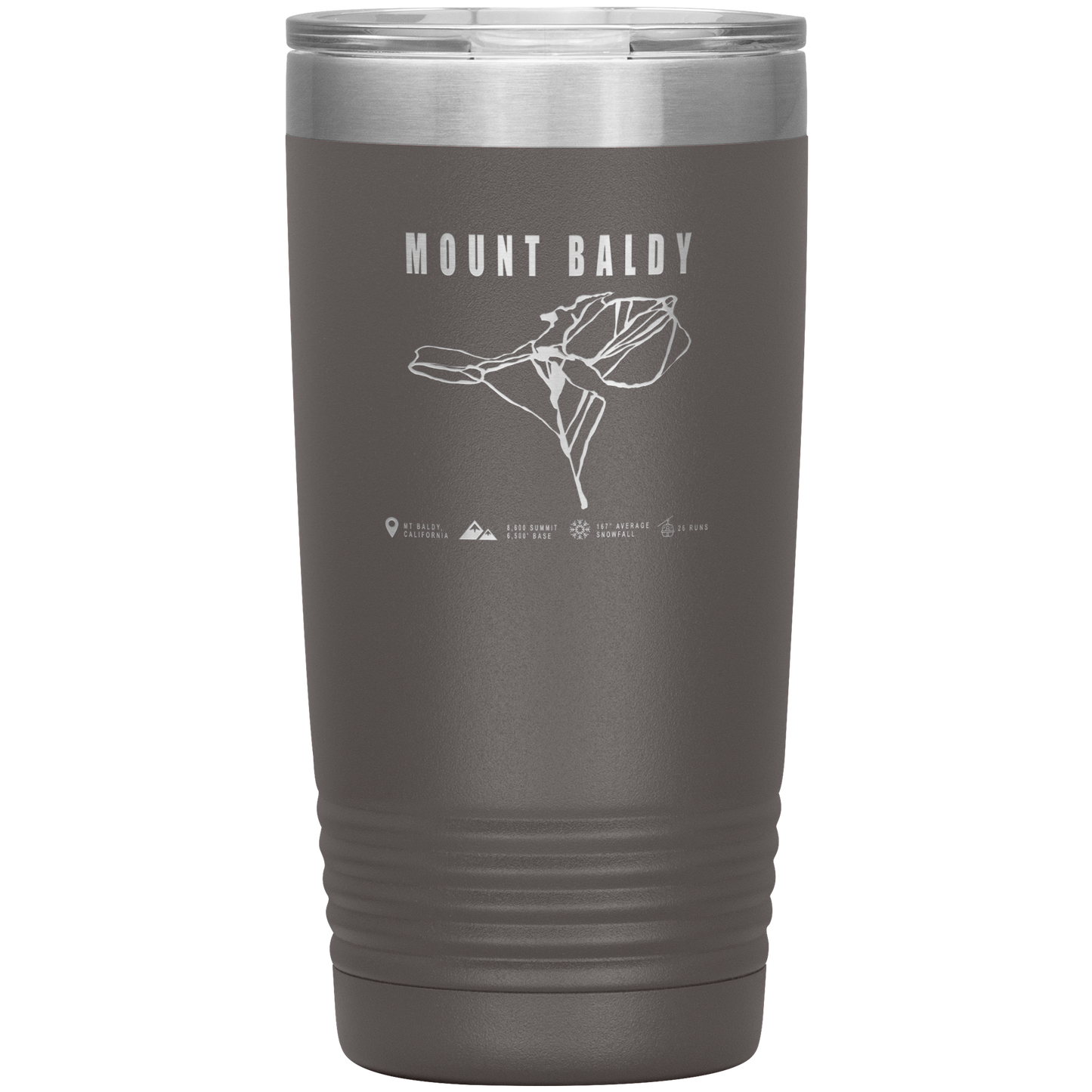 Mount Baldy, California Ski Trail Map 20oz Tumbler - Powderaddicts