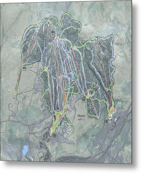 Okemo Ski Trail Map - Metal Print - Powderaddicts