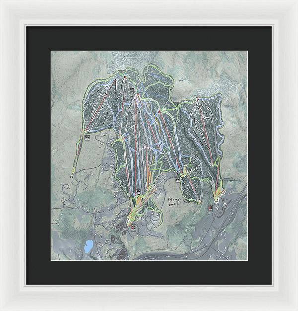 Okemo Ski Trail Map - Framed Print - Powderaddicts