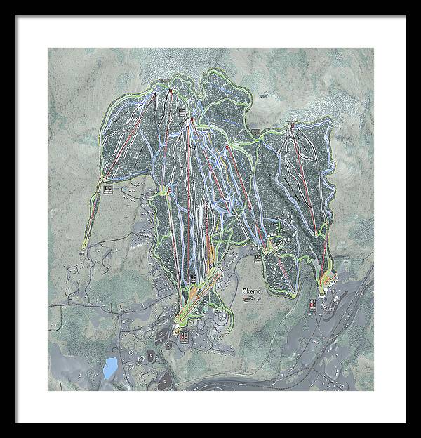 Okemo Ski Trail Map - Framed Print - Powderaddicts