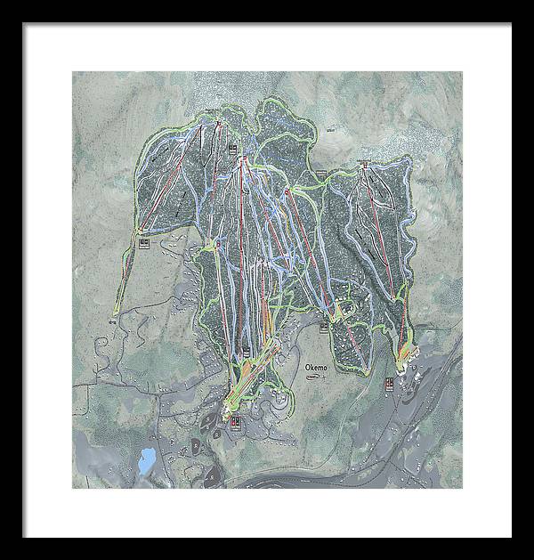 Okemo Ski Trail Map - Framed Print - Powderaddicts