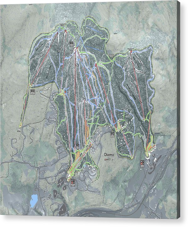Okemo Ski Trail Map - Acrylic Print - Powderaddicts