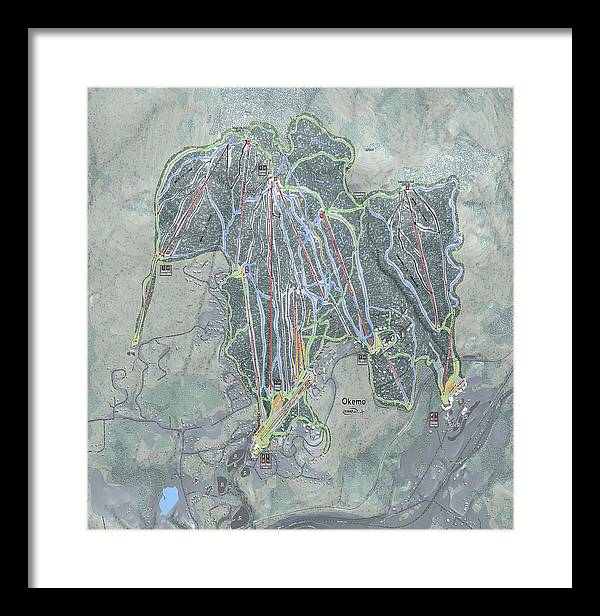 Okemo Ski Trail Map - Framed Print - Powderaddicts