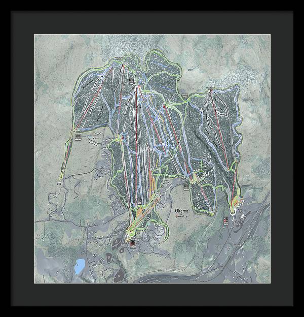 Okemo Ski Trail Map - Framed Print - Powderaddicts