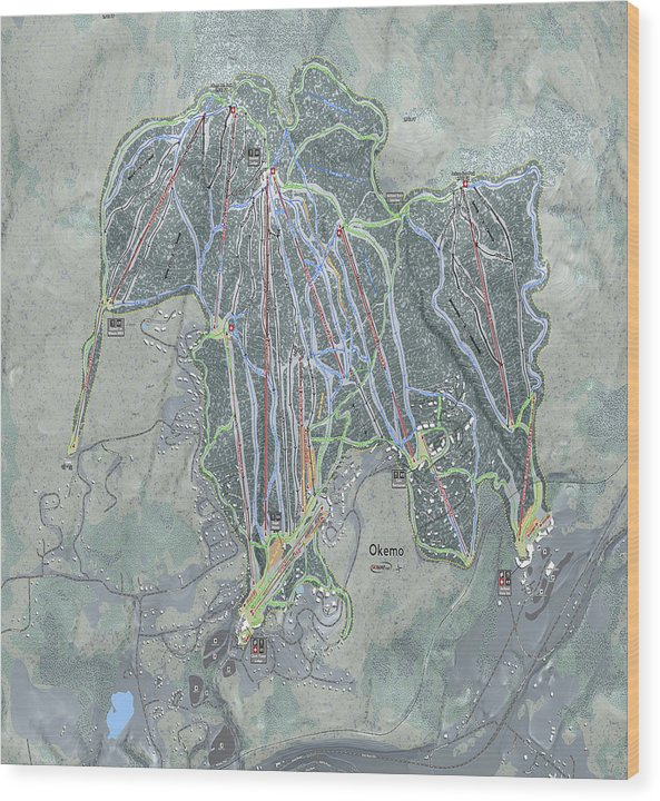 Okemo Ski Trail Map - Wood Print - Powderaddicts