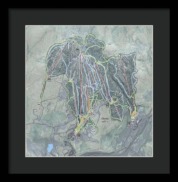 Okemo Ski Trail Map - Framed Print - Powderaddicts