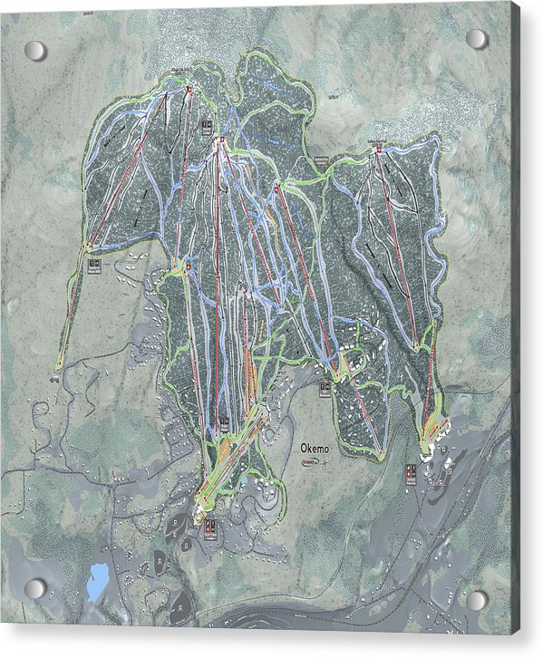 Okemo Ski Trail Map - Acrylic Print - Powderaddicts