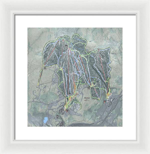 Okemo Ski Trail Map - Framed Print - Powderaddicts