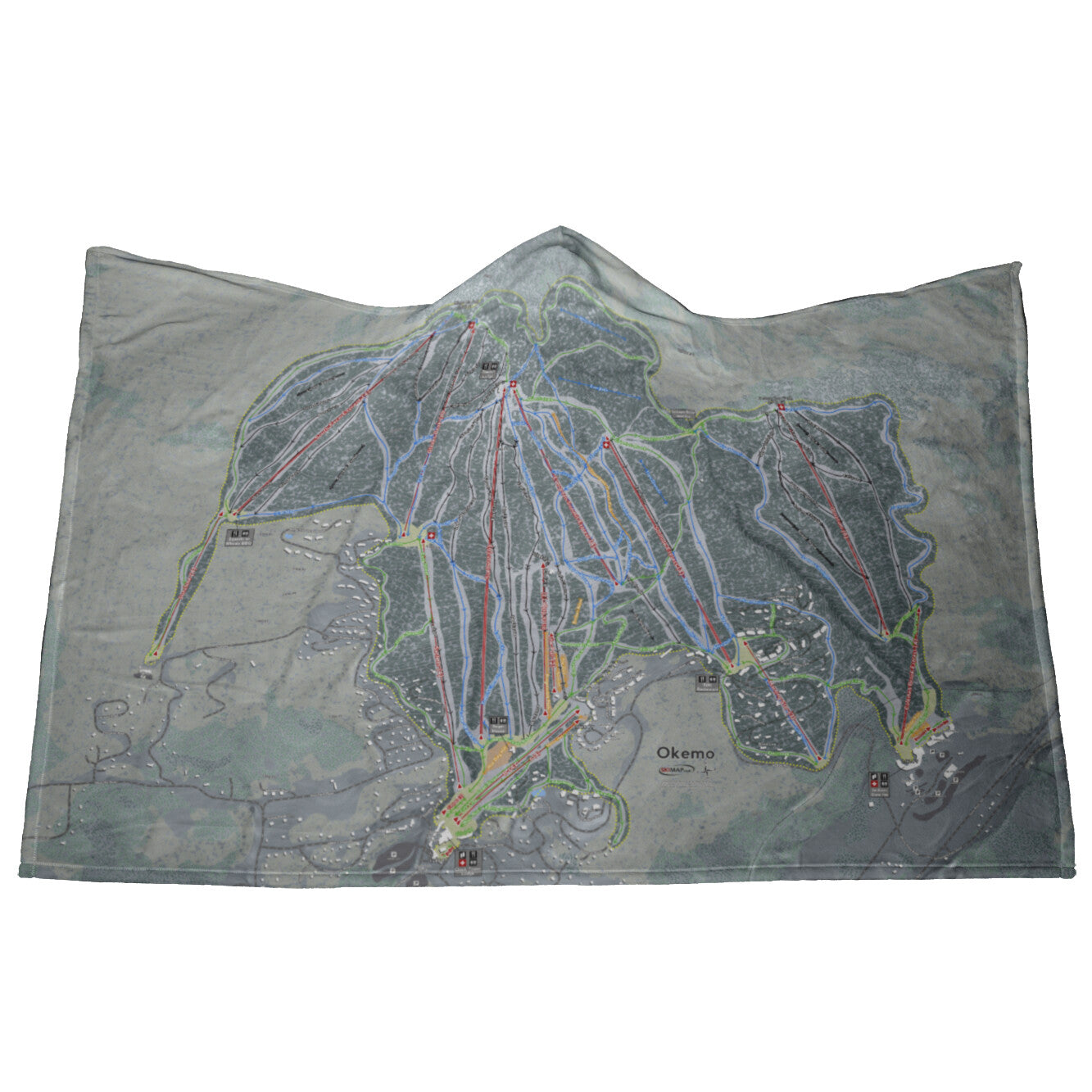 Okemo, Vermont Ski Trail Map - Hooded Blanket - Powderaddicts