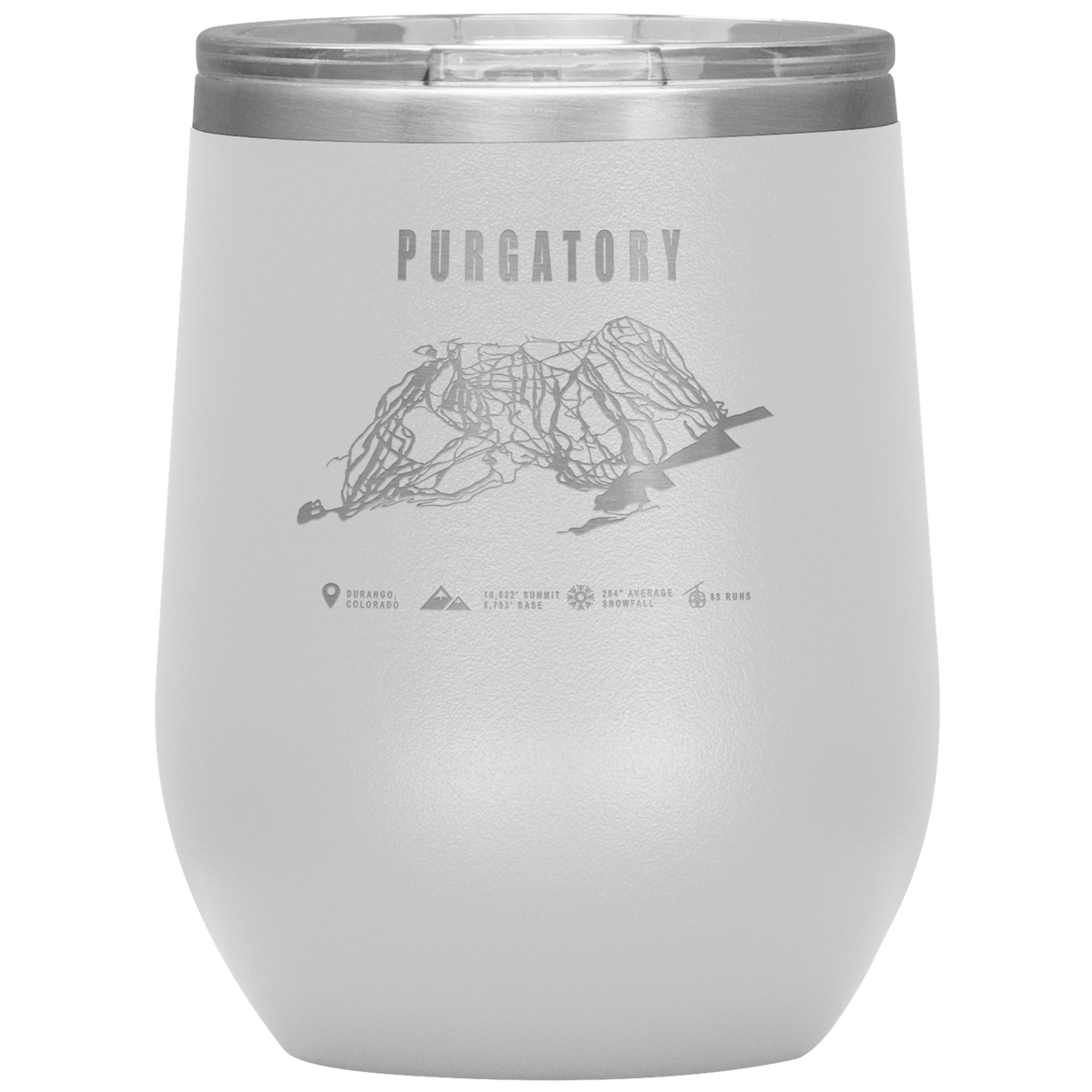Purgatory Colorado Ski Trail Map Wine 12oz Tumbler - Powderaddicts