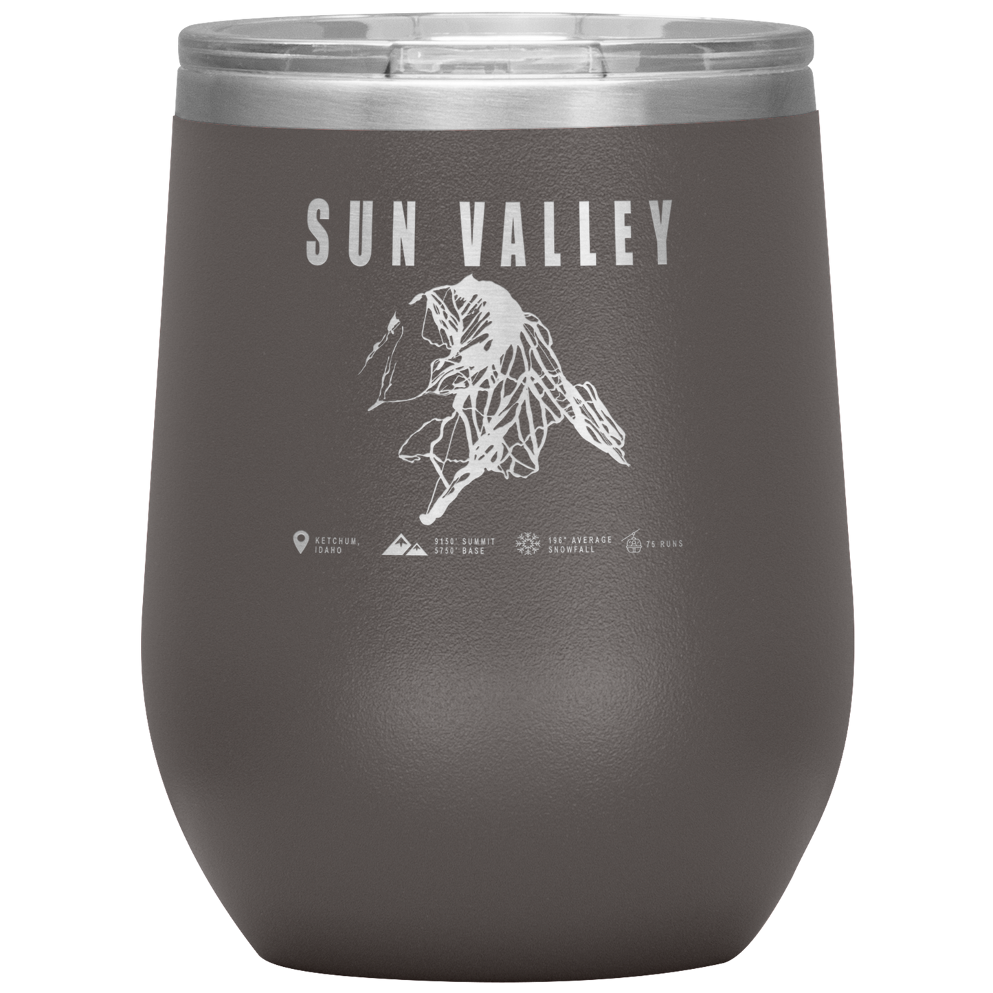 Sun Valley Idaho Ski Trail Map Wine 12oz Tumbler - Powderaddicts