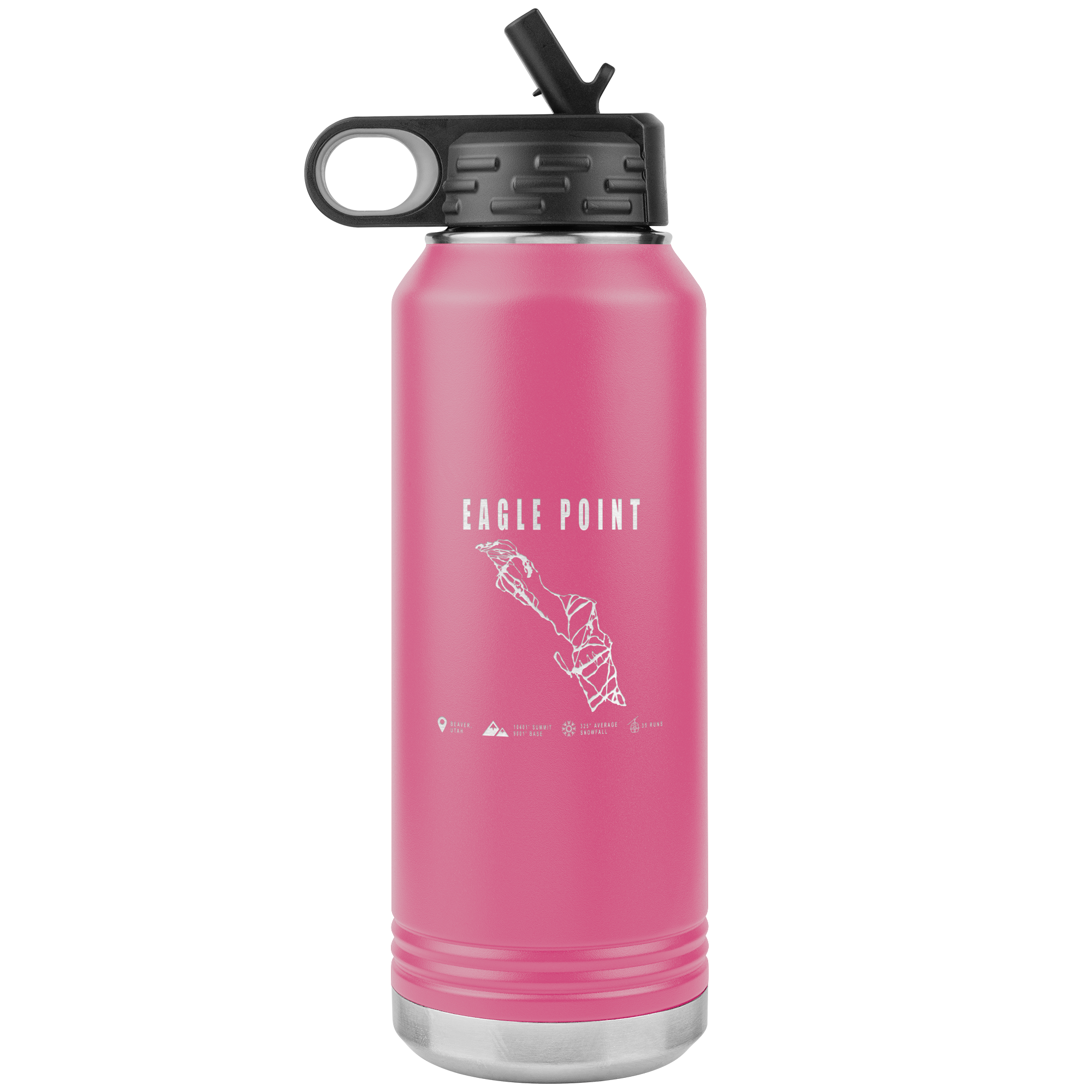 Eagle Point,Utah Ski Trail Map 32oz Water Bottle Tumbler - Powderaddicts