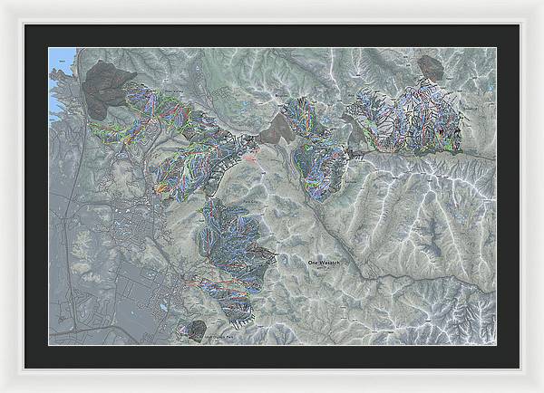 One Wasatch Ski Trail Map - Framed Print - Powderaddicts