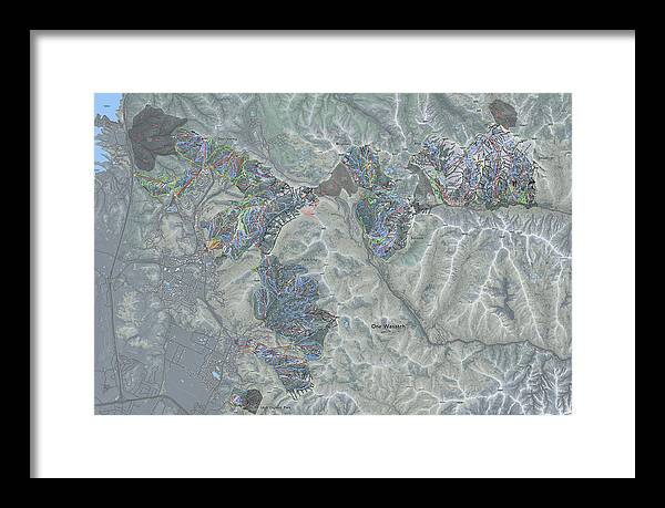 One Wasatch Ski Trail Map - Framed Print - Powderaddicts