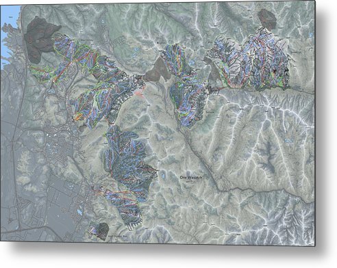 One Wasatch Ski Trail Map - Metal Print - Powderaddicts
