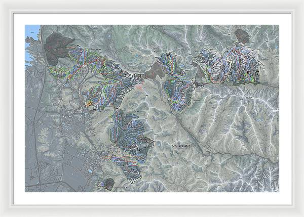 One Wasatch Ski Trail Map - Framed Print - Powderaddicts