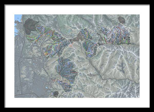 One Wasatch Ski Trail Map - Framed Print - Powderaddicts