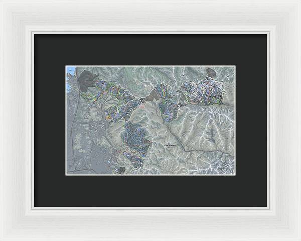 One Wasatch Ski Trail Map - Framed Print - Powderaddicts