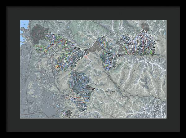 One Wasatch Ski Trail Map - Framed Print - Powderaddicts