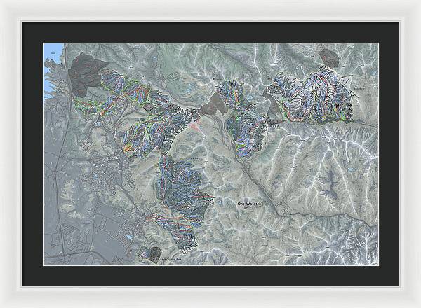 One Wasatch Ski Trail Map - Framed Print - Powderaddicts