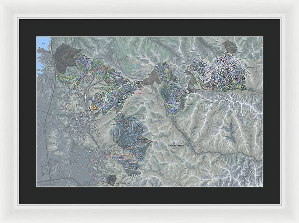 One Wasatch Ski Trail Map - Framed Print - Powderaddicts