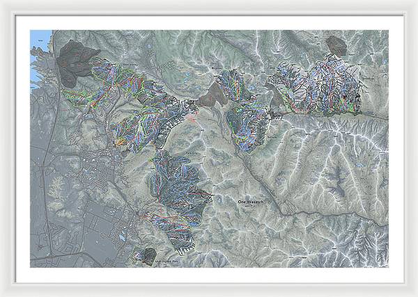 One Wasatch Ski Trail Map - Framed Print - Powderaddicts