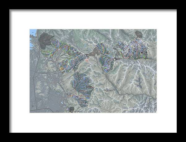 One Wasatch Ski Trail Map - Framed Print - Powderaddicts