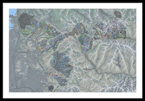 One Wasatch Ski Trail Map - Framed Print - Powderaddicts