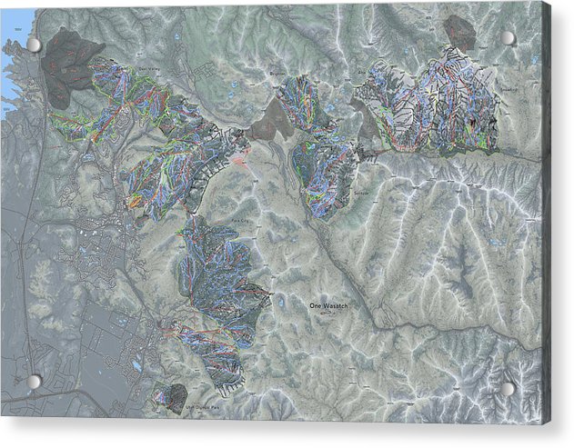 One Wasatch Ski Trail Map - Acrylic Print - Powderaddicts