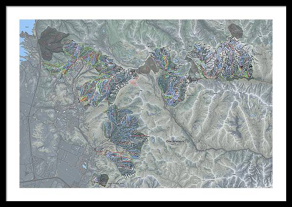 One Wasatch Ski Trail Map - Framed Print - Powderaddicts