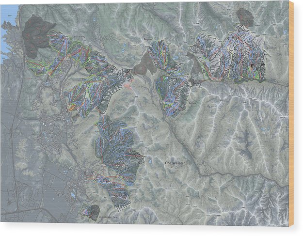 One Wasatch Ski Trail Map - Wood Print - Powderaddicts