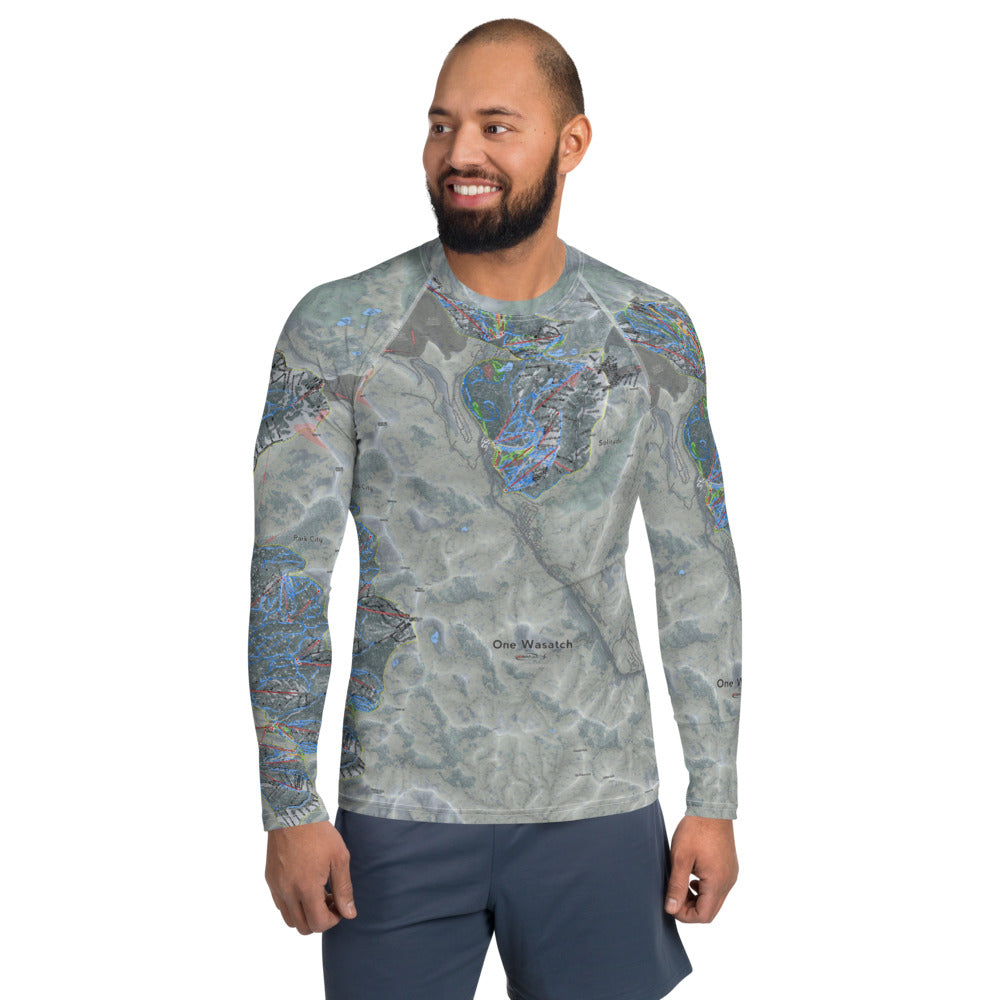 One Wasatch, Utah Ski Trail Map Men's Base Layer Top