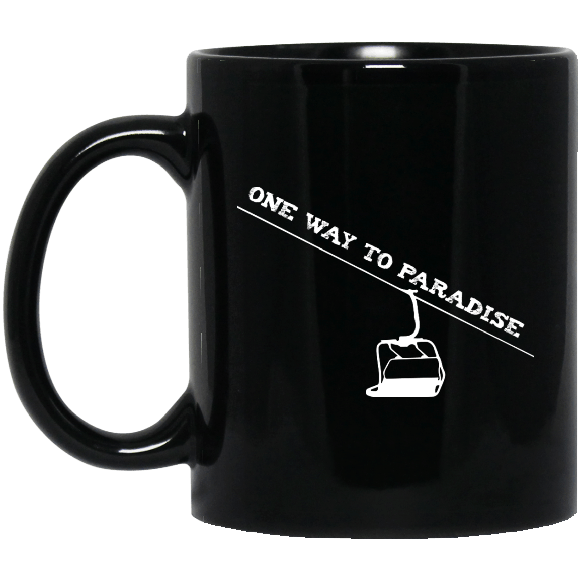 One Way To Paradise Black Mug - Powderaddicts