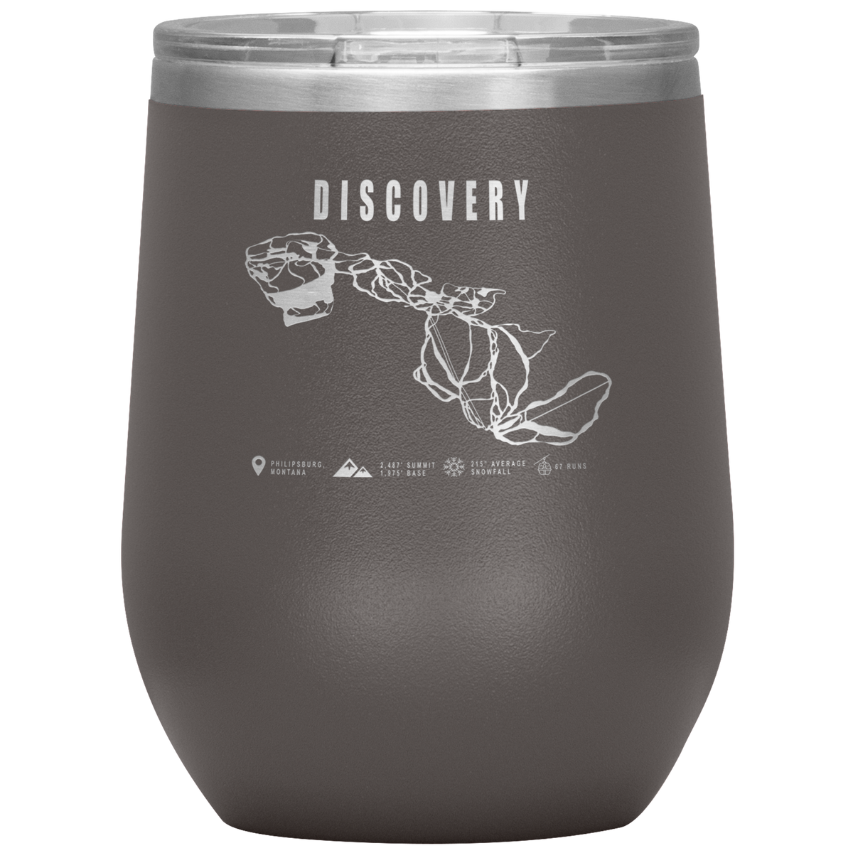 Discovery Montana Ski Trail Map Wine 12oz Tumbler - Powderaddicts