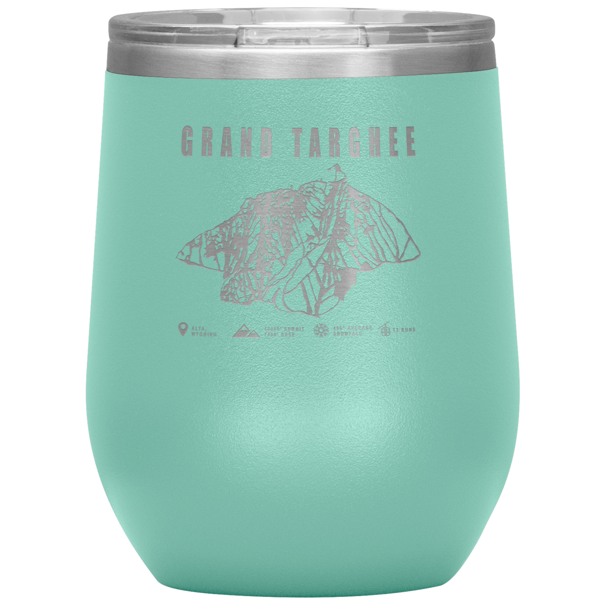 Grand Targhee Wyoming Ski Trail Map Wine 12oz Tumbler - Powderaddicts