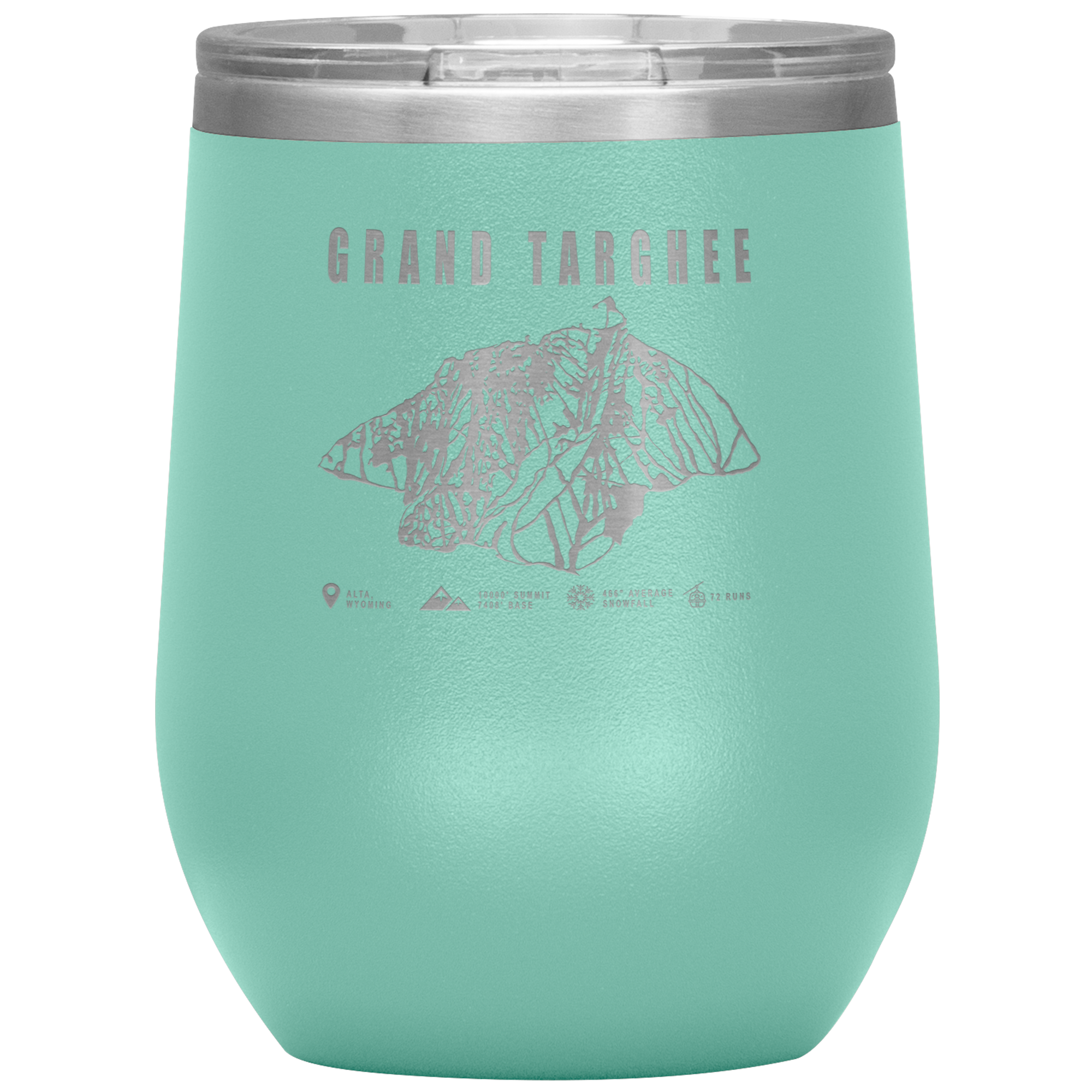 Grand Targhee Wyoming Ski Trail Map Wine 12oz Tumbler - Powderaddicts